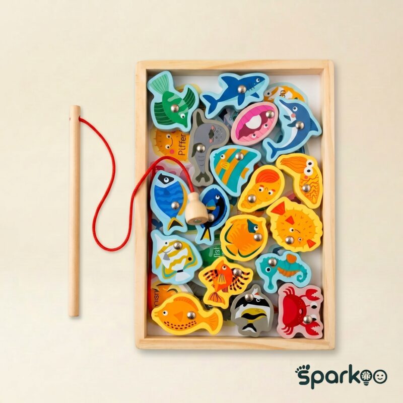 Sparkoo Wooden Magnetic Fishing Set