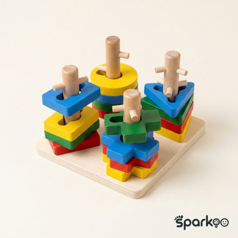 Sparkoo Wooden Geometric Tower